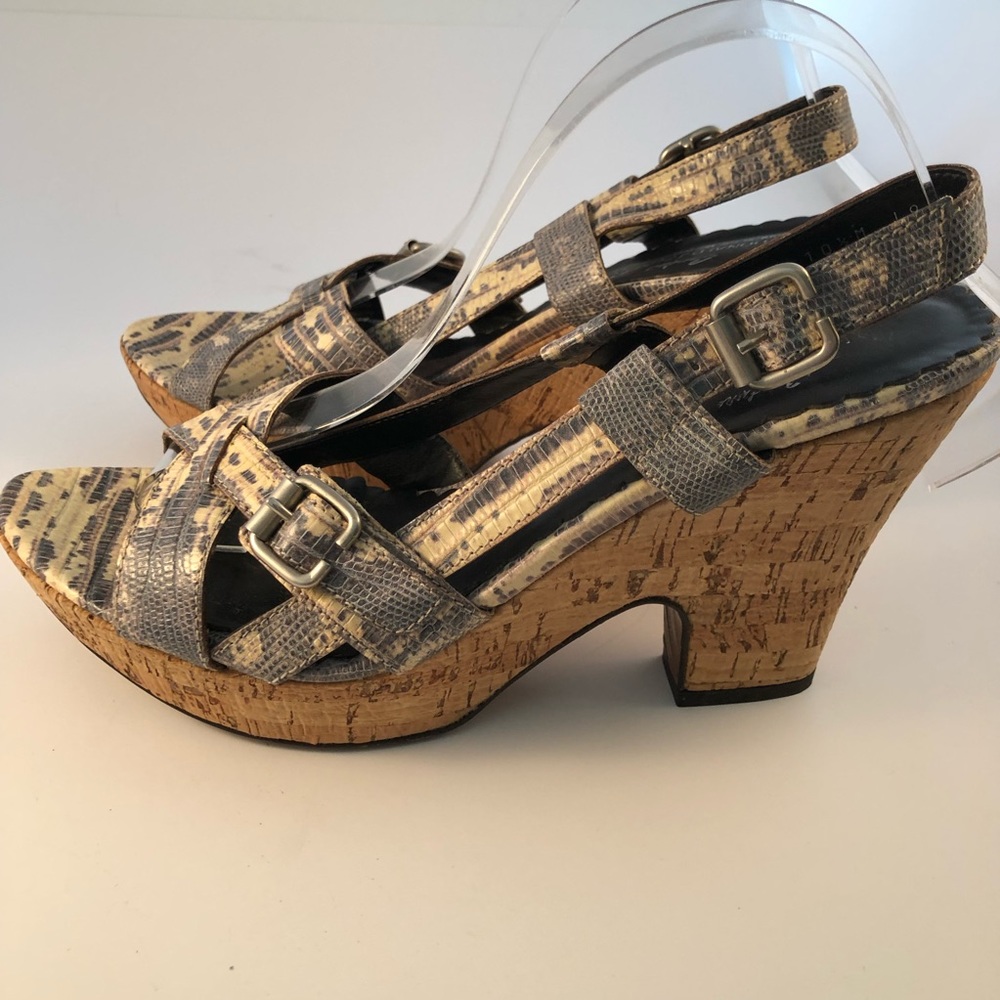 Donald J. Pliner Leather Animal Print Sandals Wedge Platform 4” Heels Sz 10.5 M